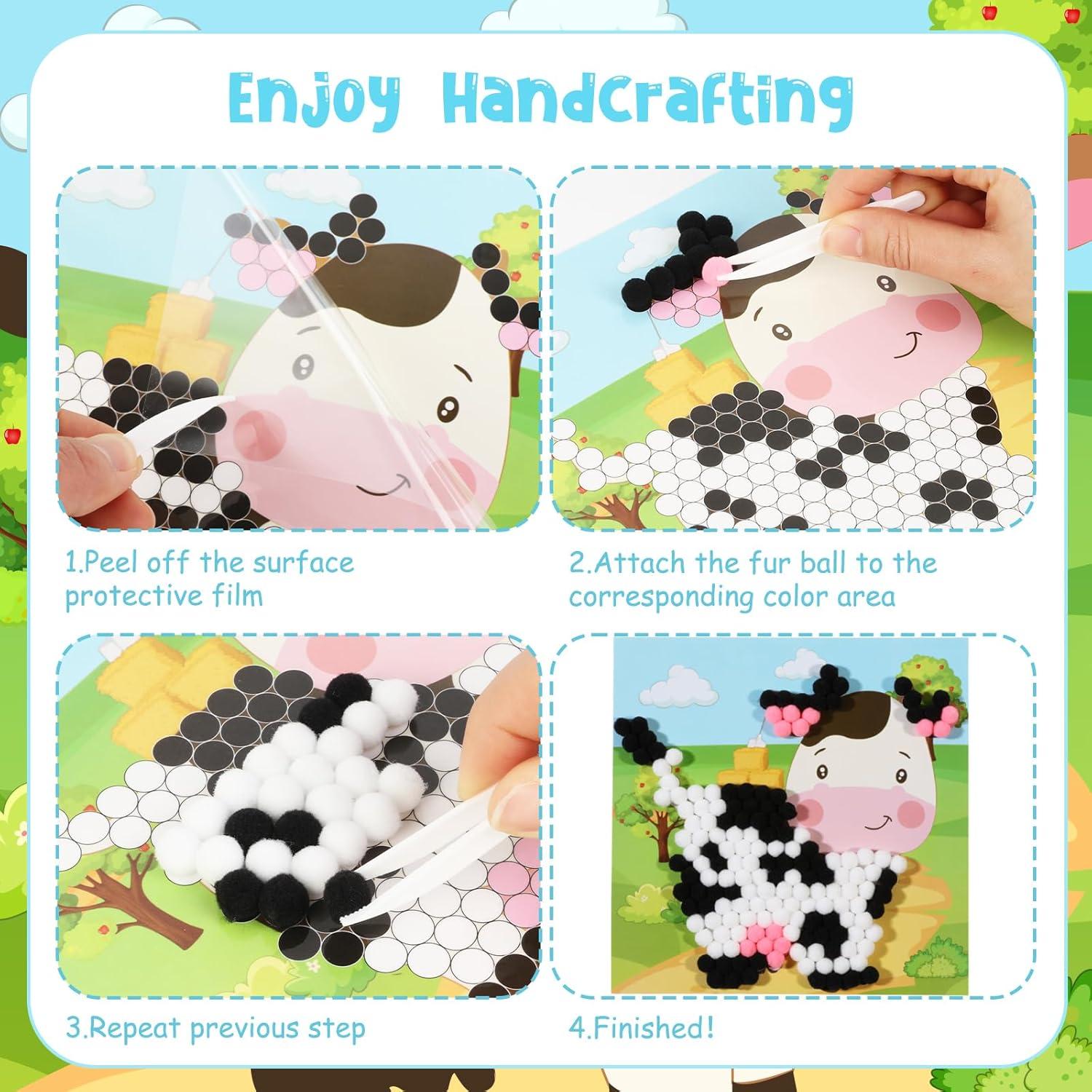 Conjunto de Arte DIY Pom Pom Animales de Granja Corner Lace