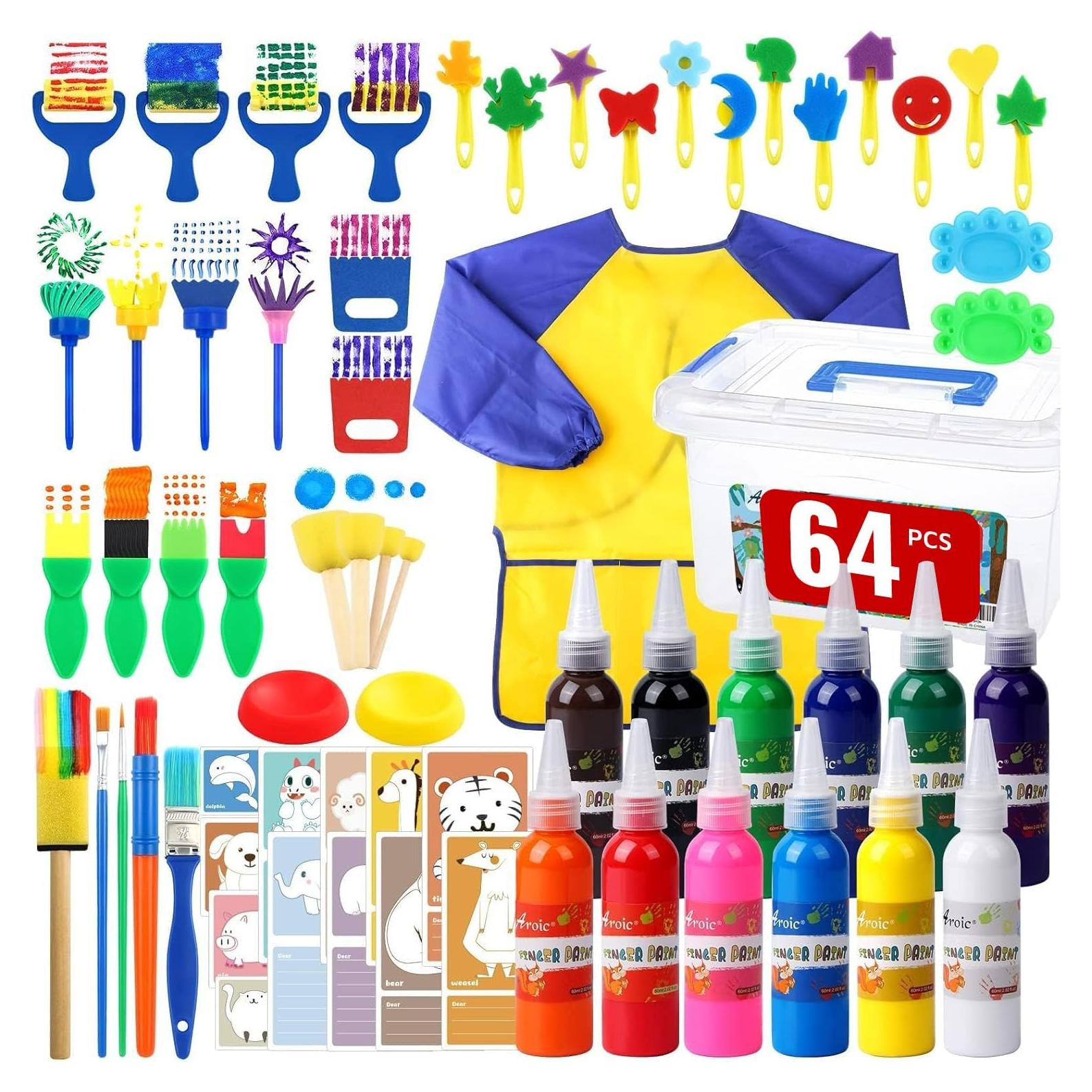 Set de Pintura Lavable AROIC 64 Piezas para Niños 1-3 Años