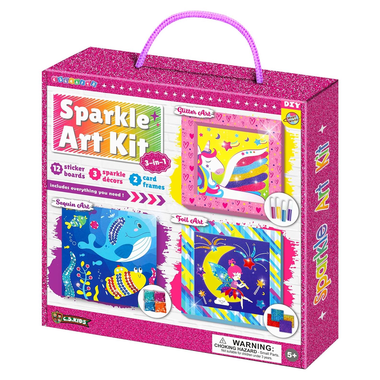 Set de Arte Brillante 3-en-1 C.S.KIDS para Niños - 12 Proyectos