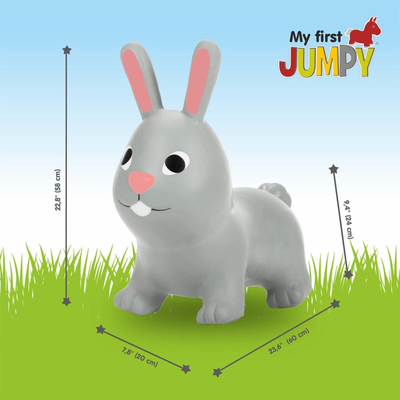 Rebotador Jumpy Conejo Gris - Juguete Inflable para Niños 1-3 Años