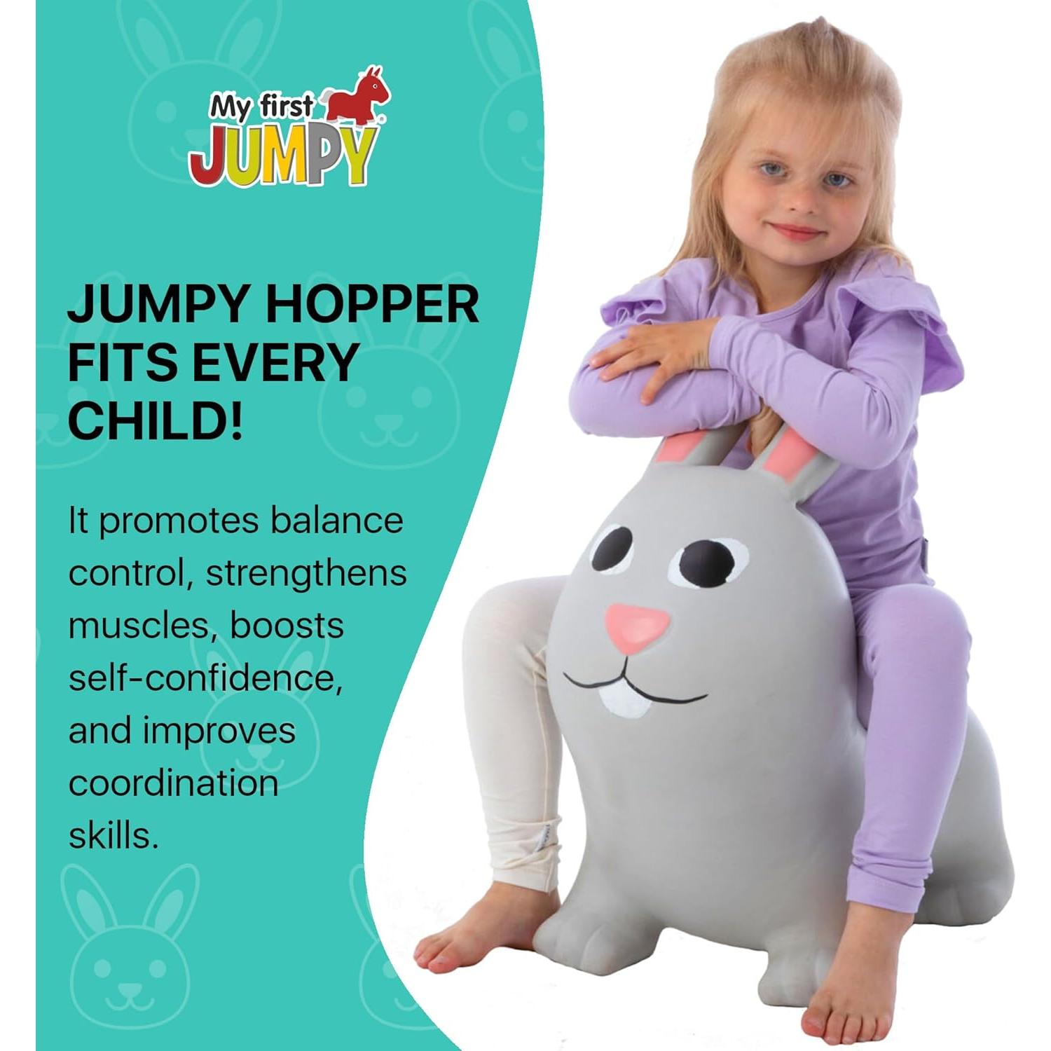 Rebotador Jumpy Conejo Gris - Juguete Inflable para Niños 1-3 Años