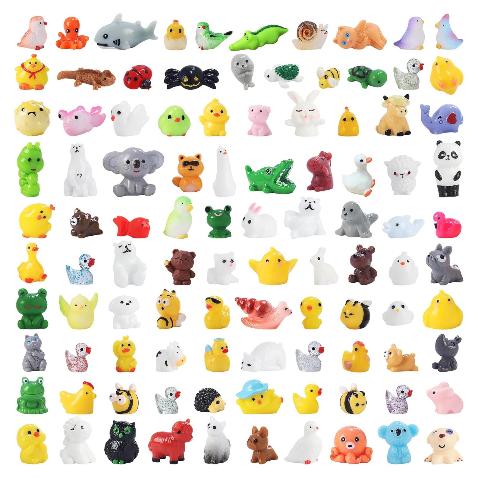 100 Mini Animales de Resina DWWPOO para Jardín y Manualidades