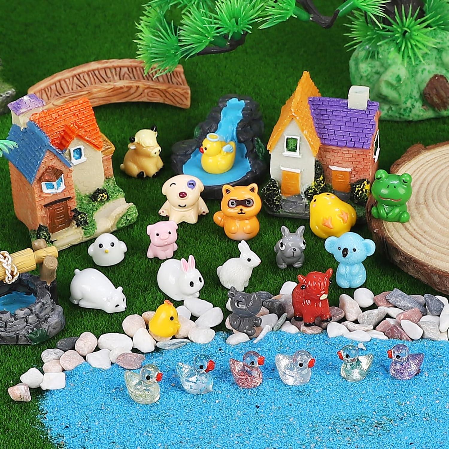 100 Mini Animales de Resina DWWPOO para Jardín y Manualidades