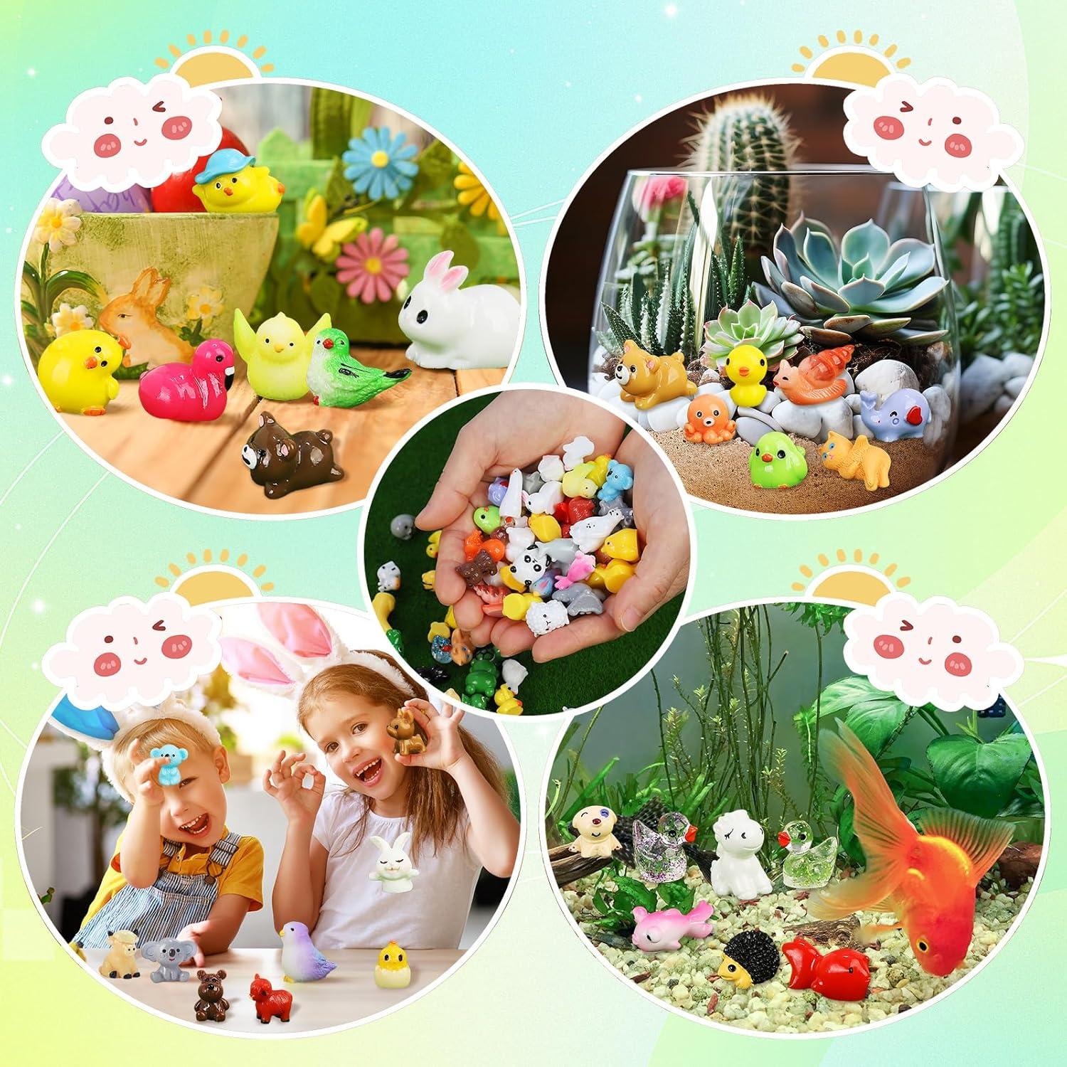 100 Mini Animales de Resina DWWPOO para Jardín y Manualidades