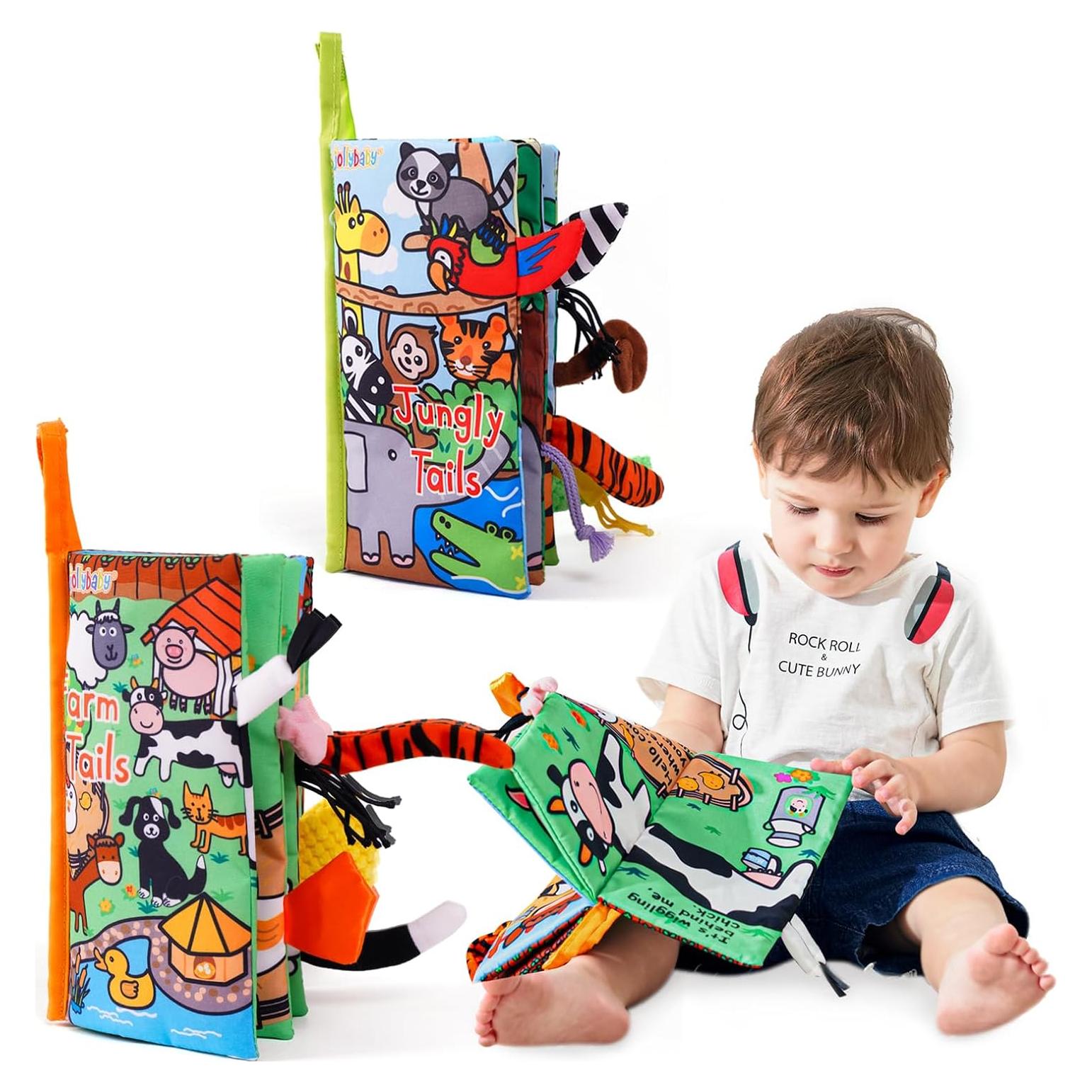 Libros de Tela Sensory Jollybaby 2 PCS para Bebés 0-6 Meses