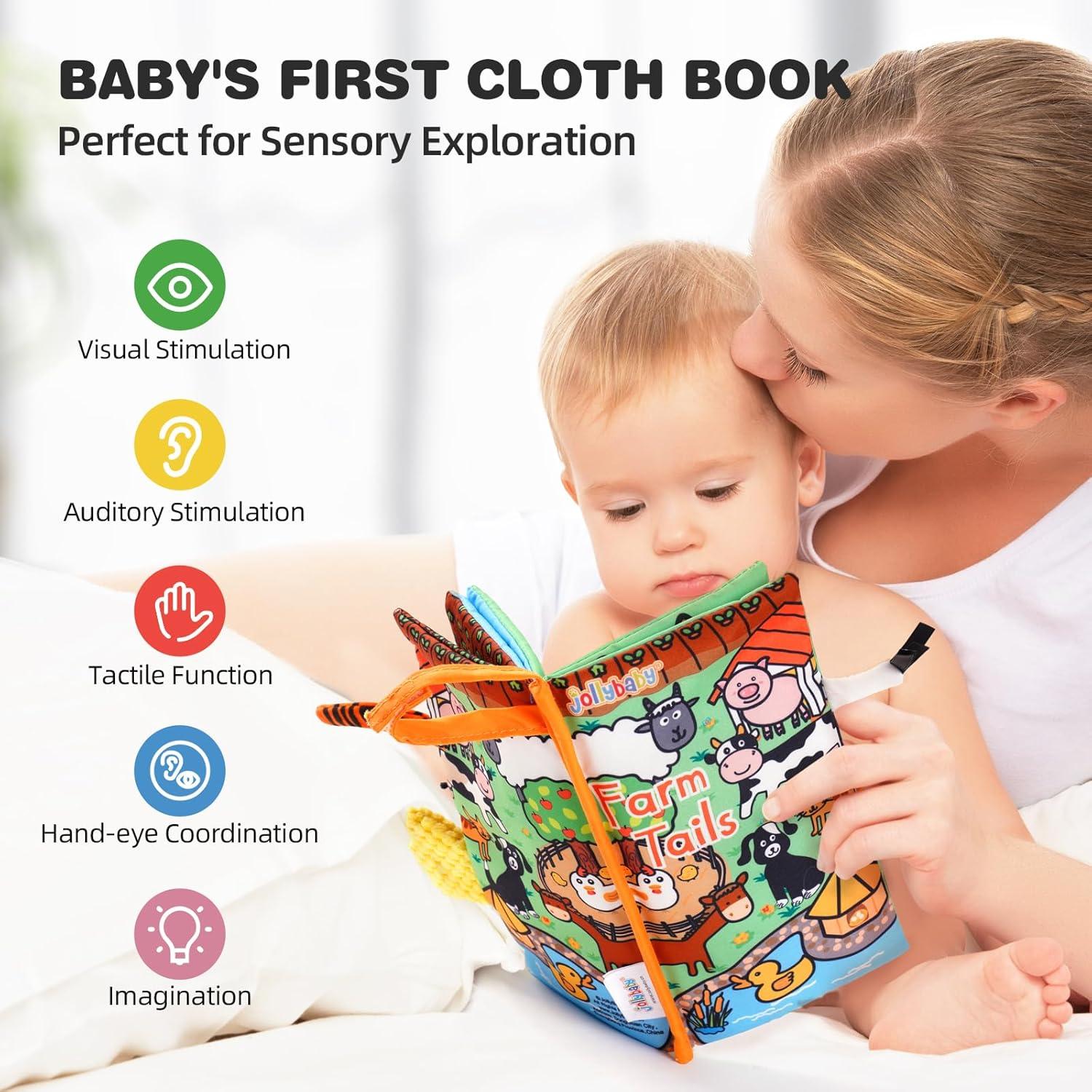 Libros de Tela Sensory Jollybaby 2 PCS para Bebés 0-6 Meses
