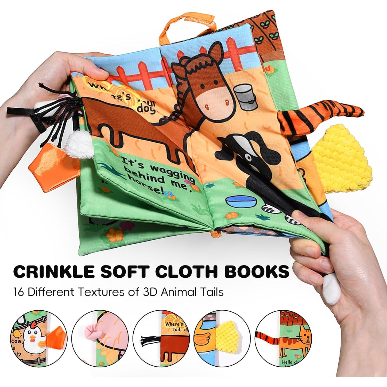 Libros de Tela Sensory Jollybaby 2 PCS para Bebés 0-6 Meses