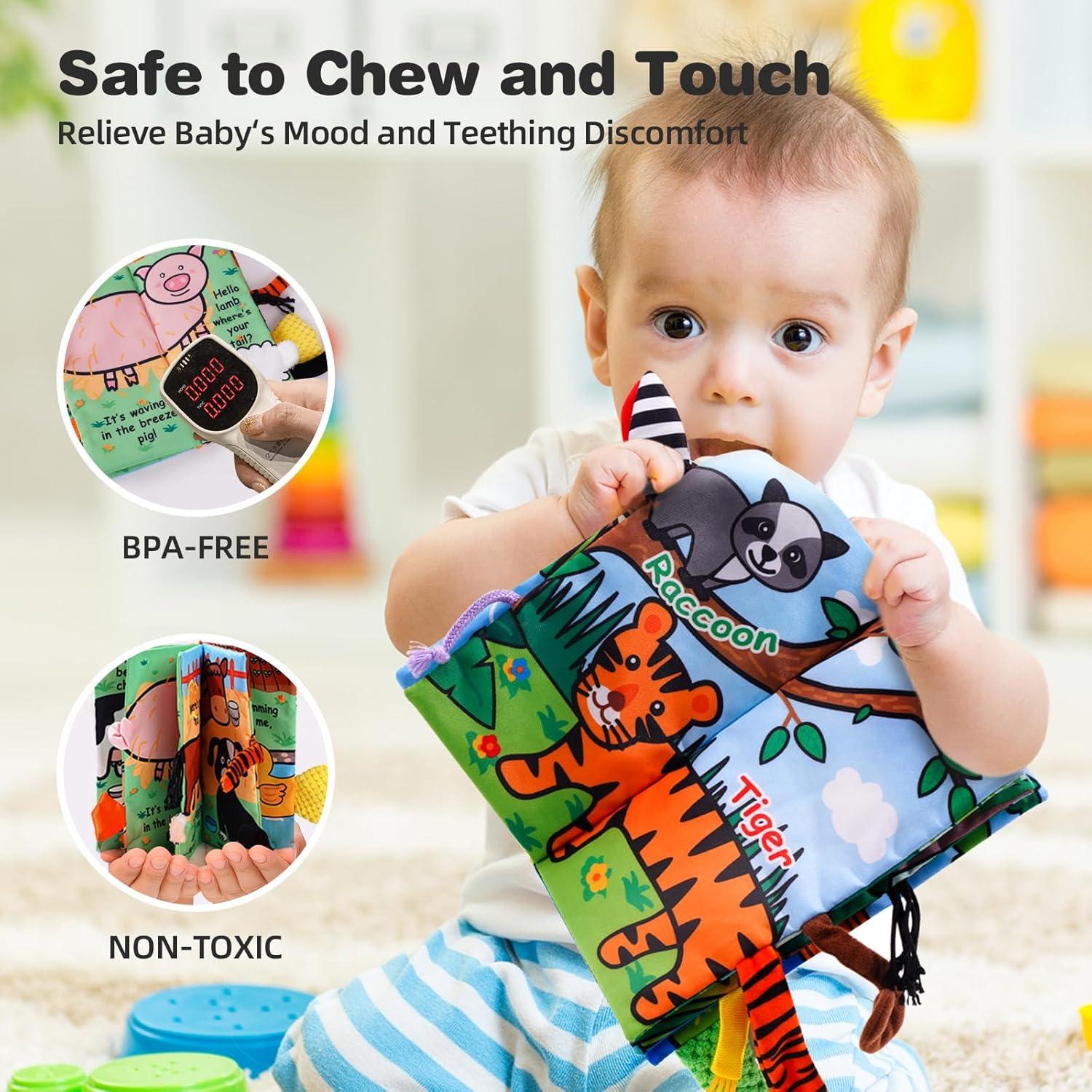 Libros de Tela Sensory Jollybaby 2 PCS para Bebés 0-6 Meses