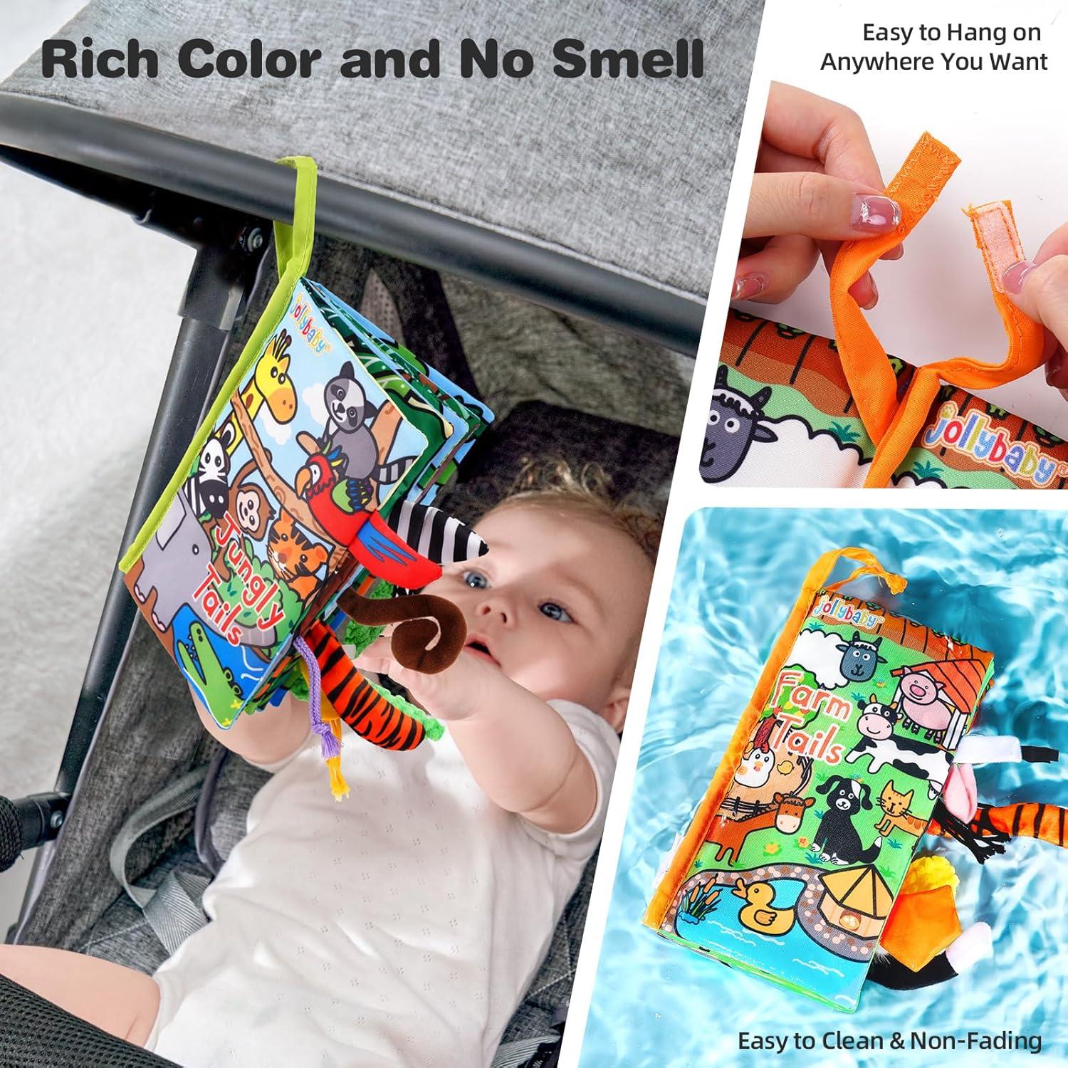 Libros de Tela Sensory Jollybaby 2 PCS para Bebés 0-6 Meses