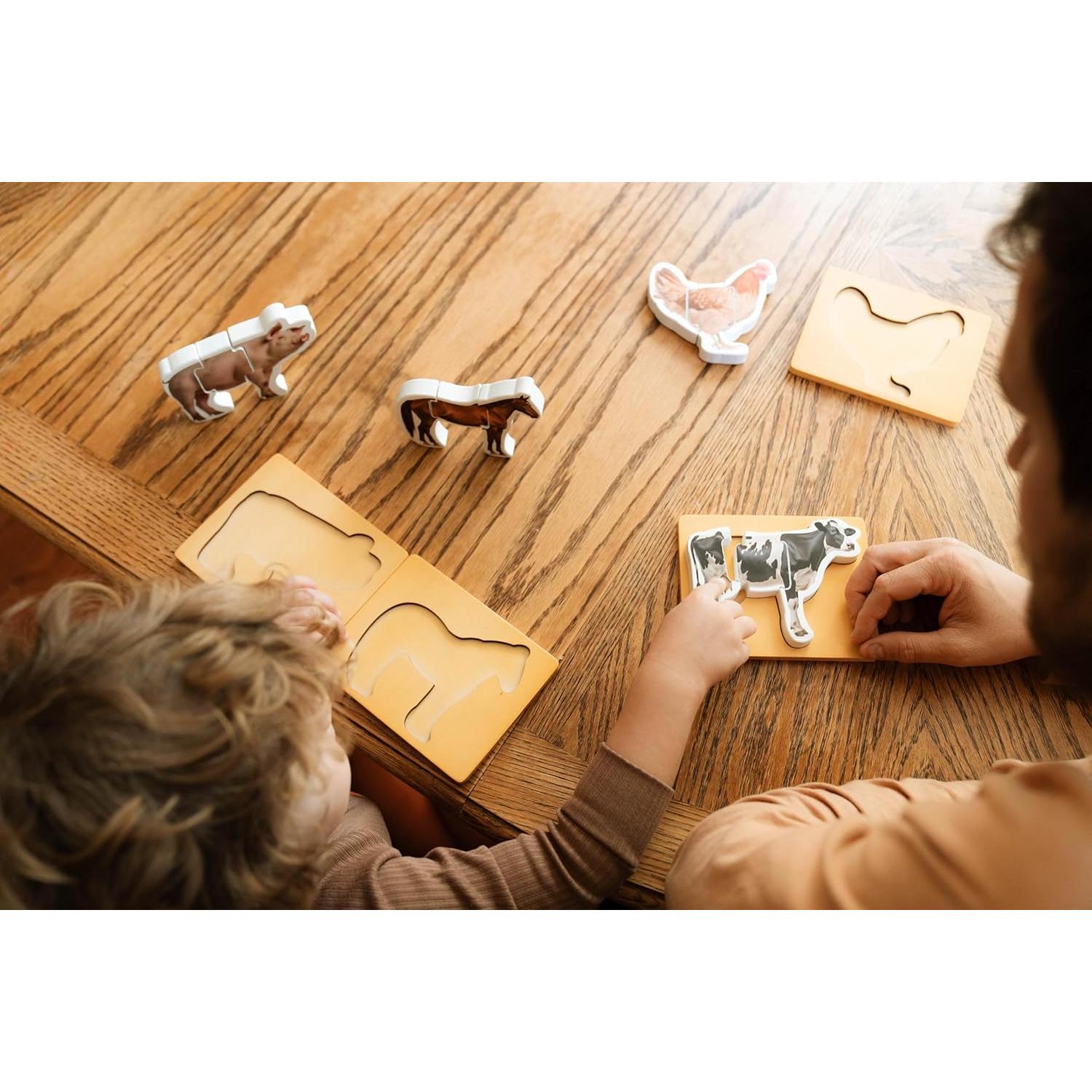 Rompecabezas de Animales de Granja Montessori 3 Piezas - Montessori & Me