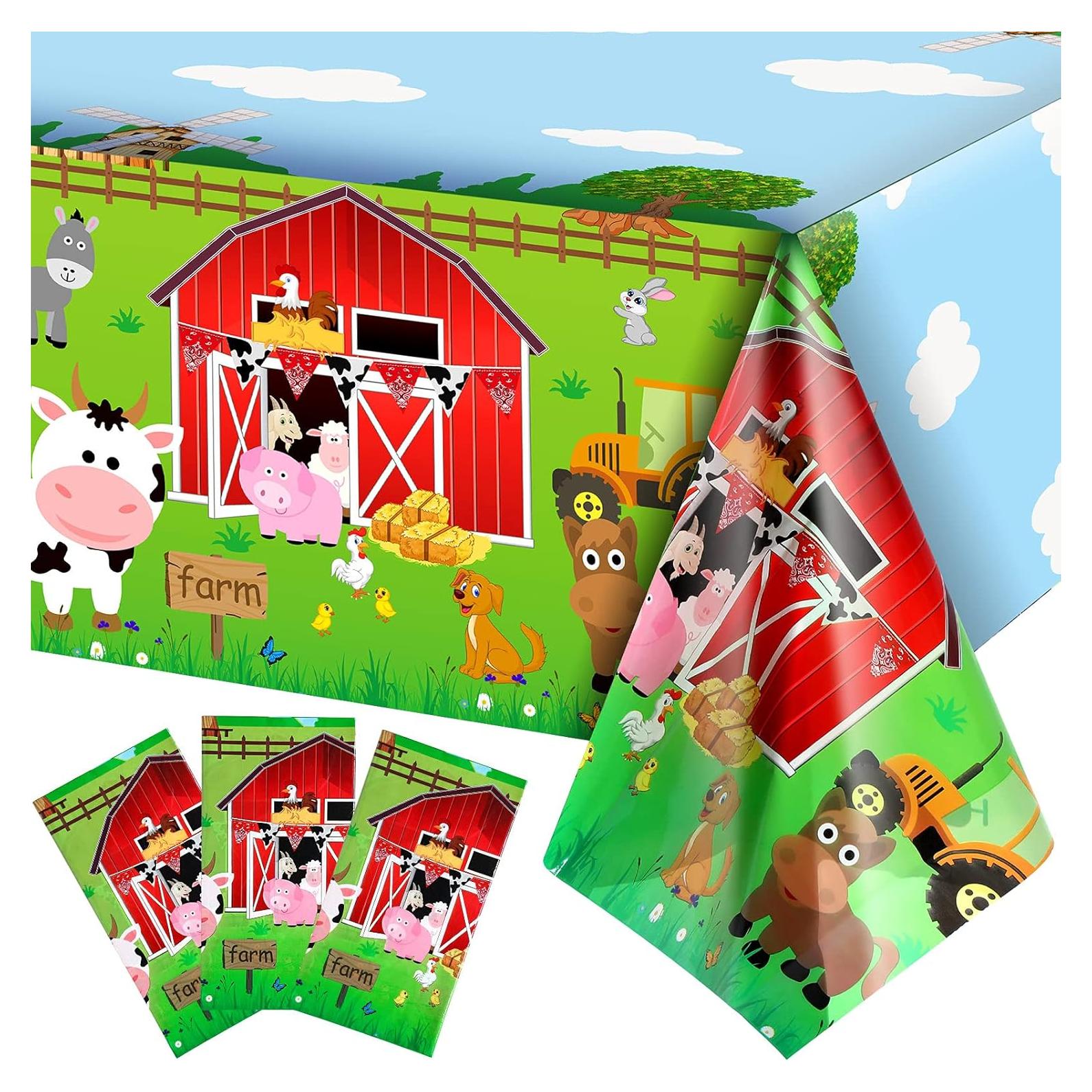 Mantel de Fiesta Kasyat Animales de Granja 274x137 cm 3 Piezas