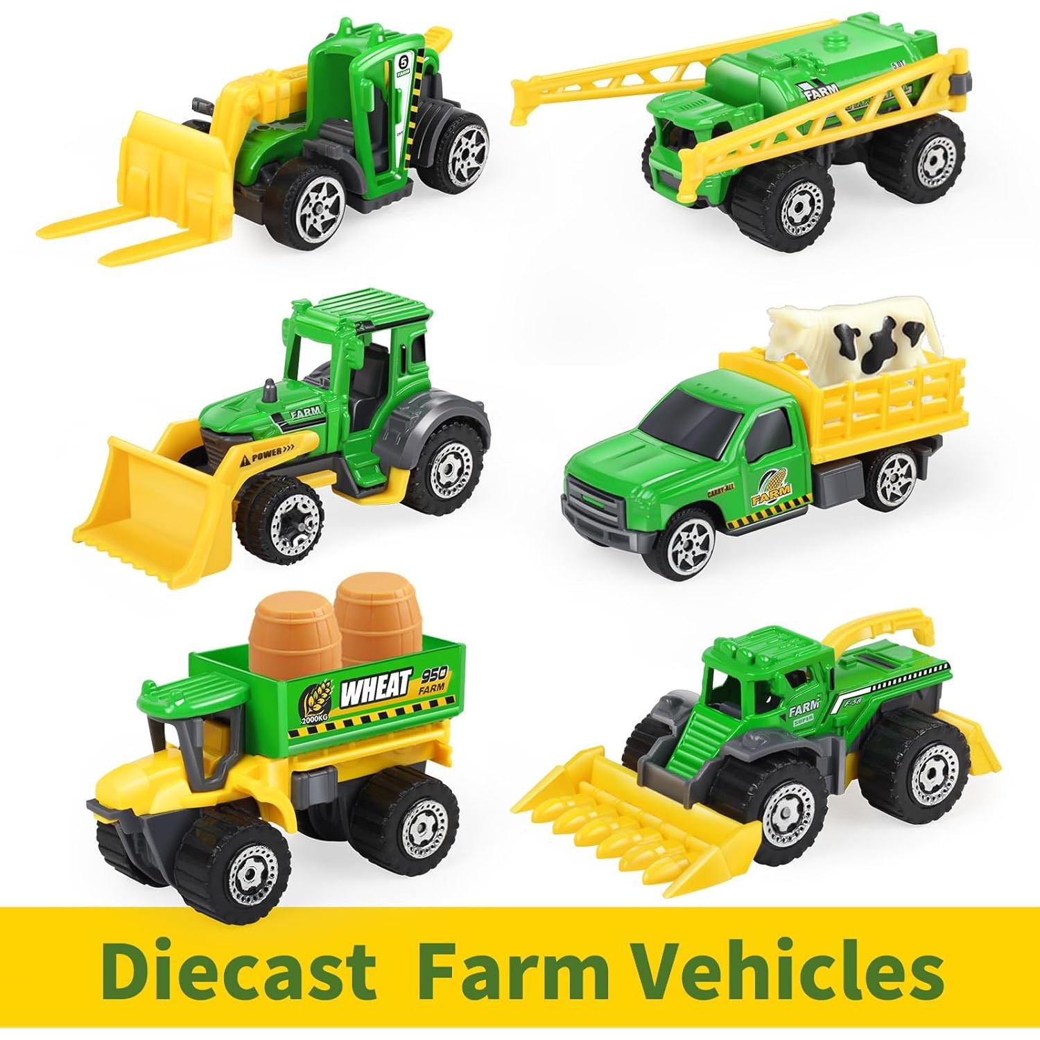 Casa de Granja Roja Oriate con Tractor y Animales 39x35cm