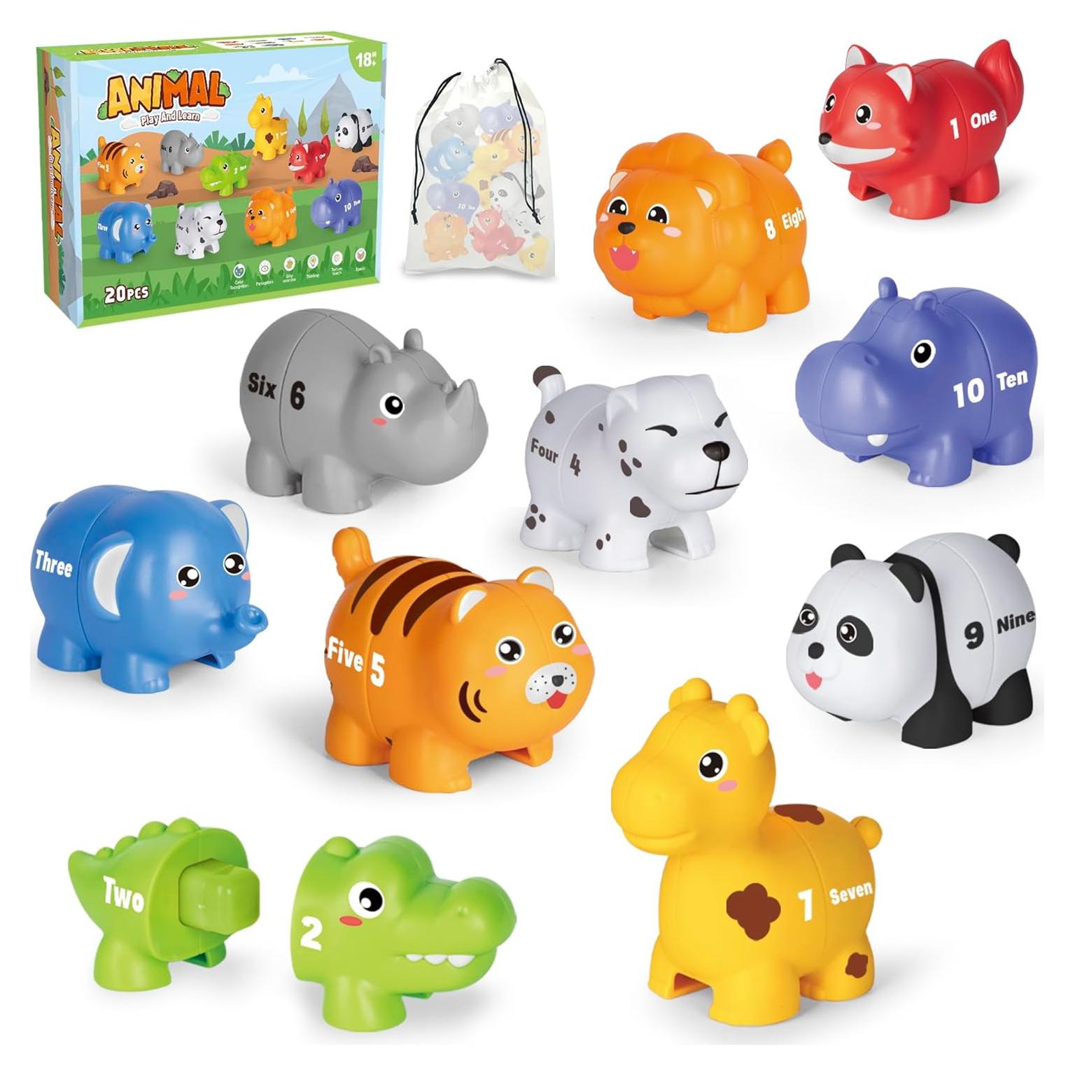 Juego de Emparejamiento de Números HAPPYMATE 20PCS Animales