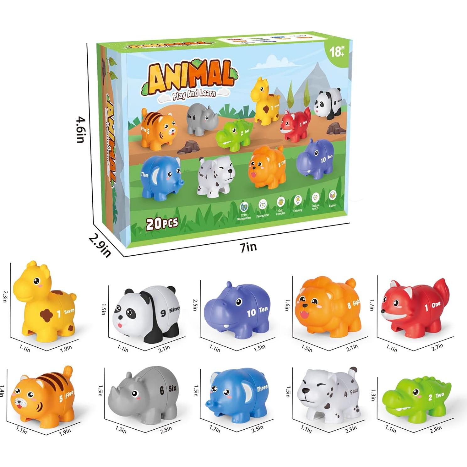 Juego de Emparejamiento de Números HAPPYMATE 20PCS Animales