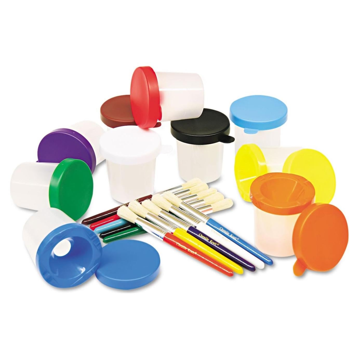 Set de Tazas Antideslizantes y Pinceles Creativity Street - 10 Piezas