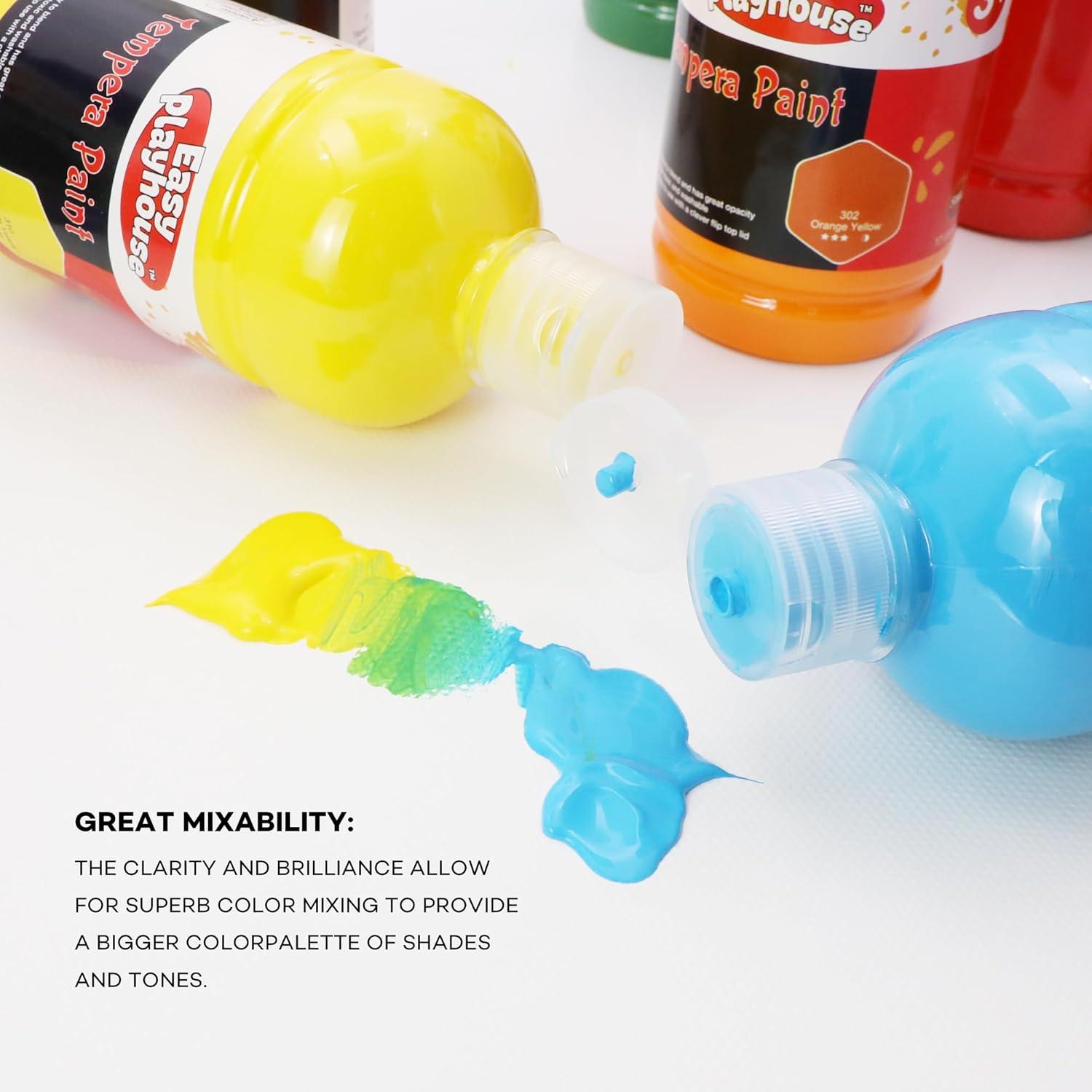 Set de 10 Pinturas Tempera Lavables Easy Playhouse 500ml