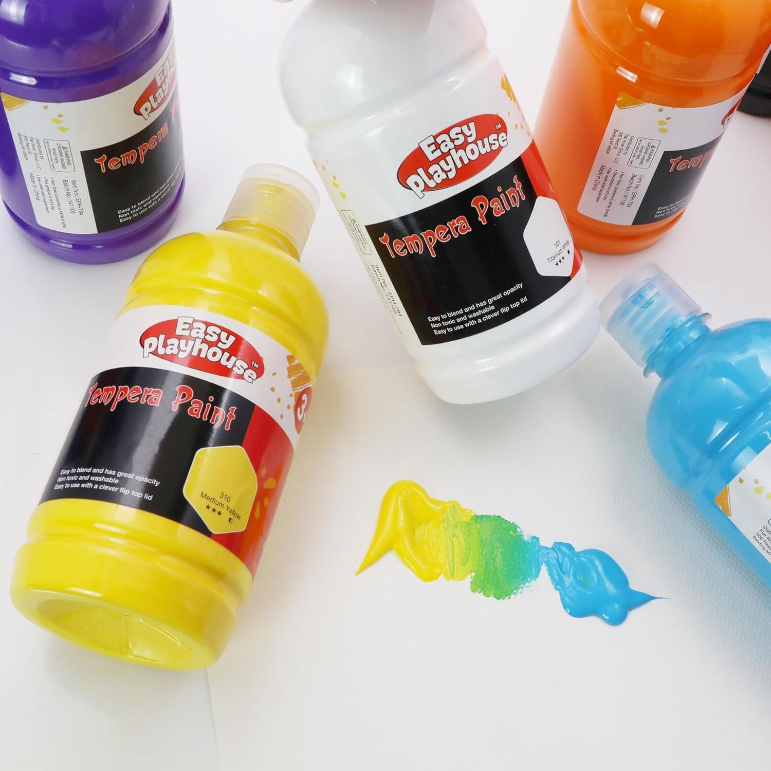 Set de 10 Pinturas Tempera Lavables Easy Playhouse 500ml