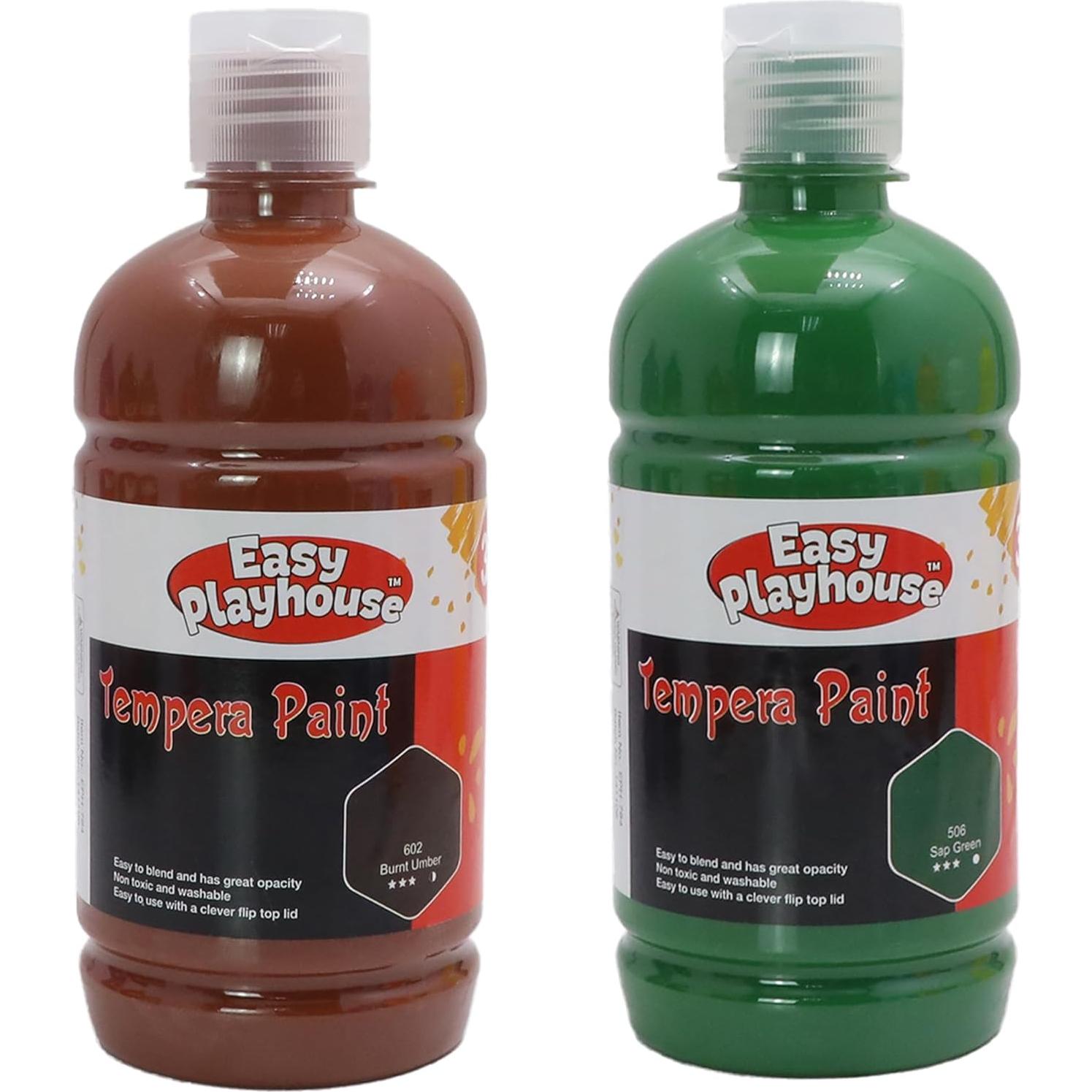 Set de 10 Pinturas Tempera Lavables Easy Playhouse 500ml