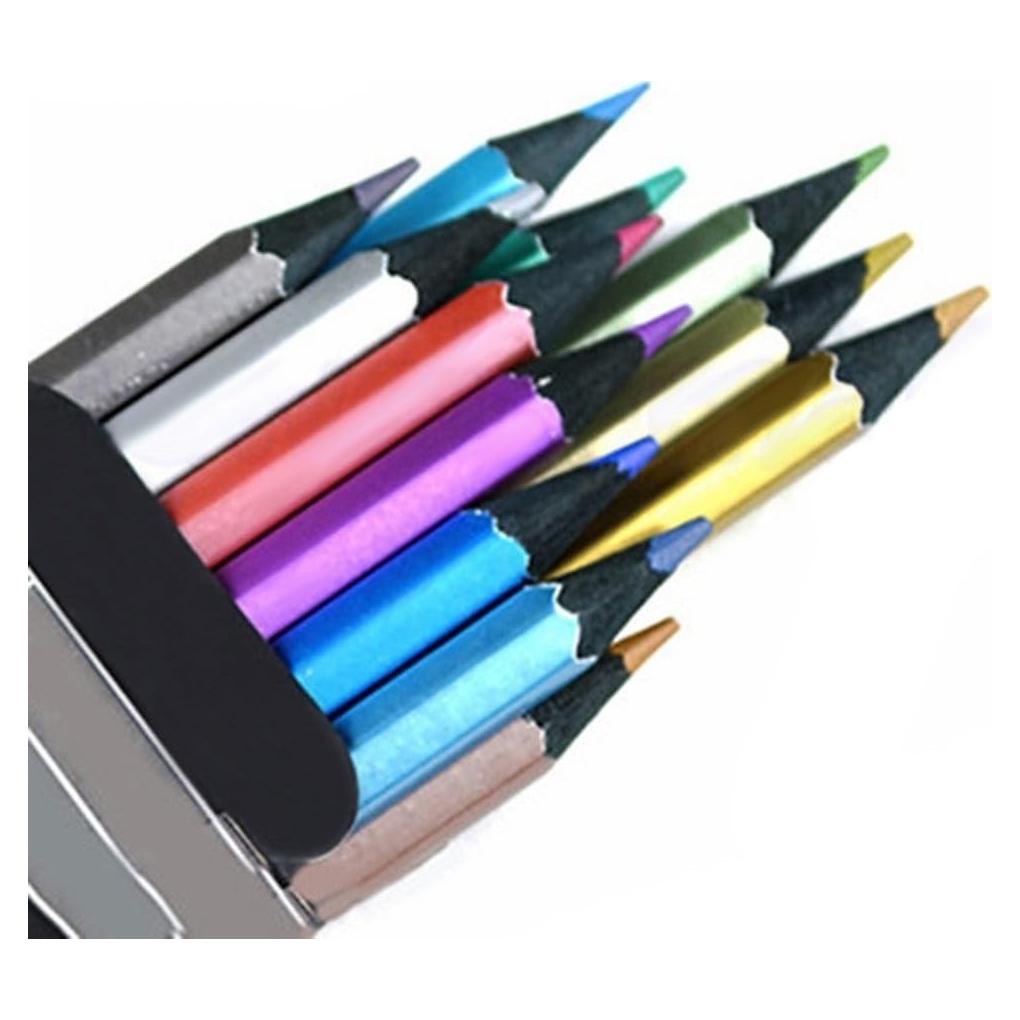Juego de 12 Lápices de Colores Metálicos MXXGMYJ Ecológicos