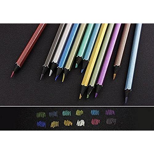 Juego de 12 Lápices de Colores Metálicos MXXGMYJ Ecológicos