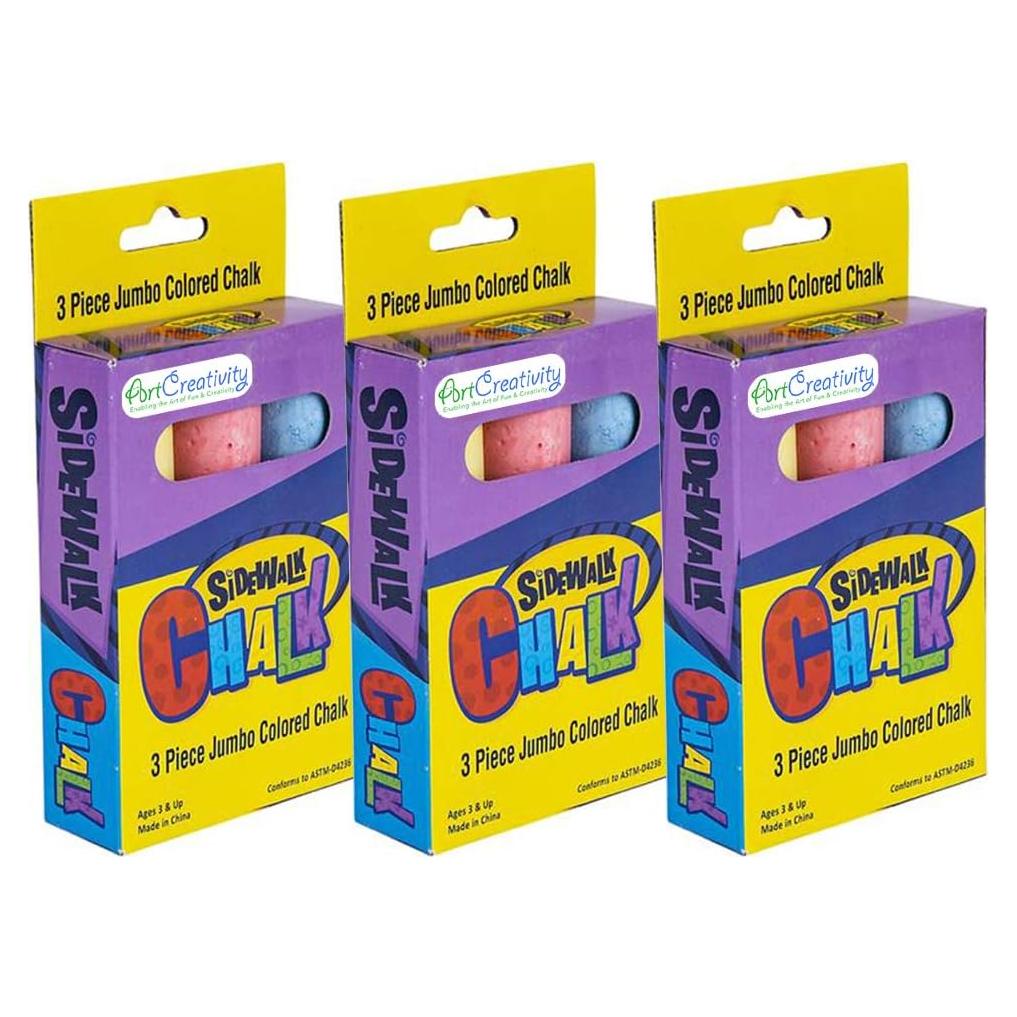 Juego de Tiza Jumbo ArtCreativity - 3 Cajas, No Tóxicas, Lavables