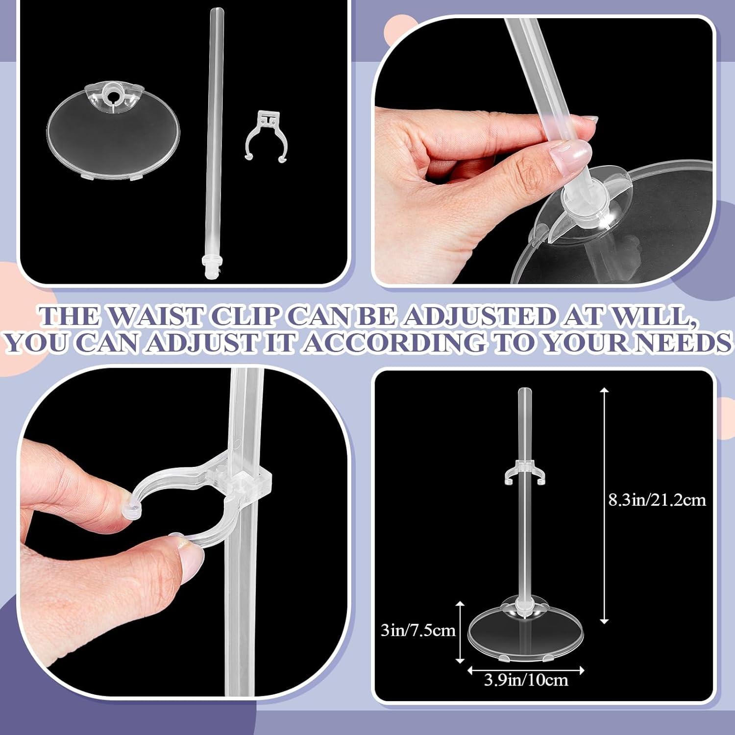 100 Soportes Acrílicos Transparentes para Muñecas 21.7 cm