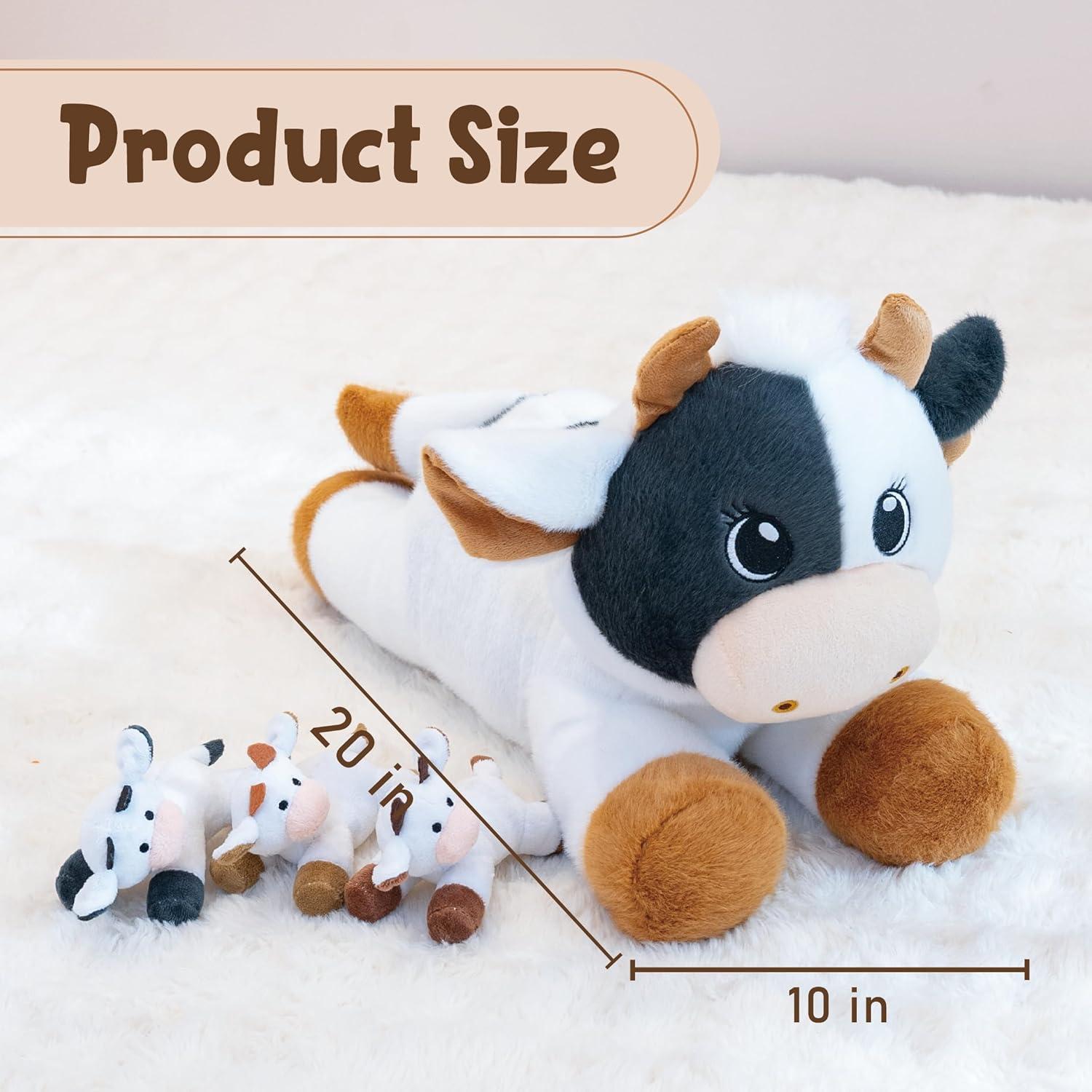 Conjunto de Peluches de Vaca Mamá con Terneros 50cm 1.5kg
