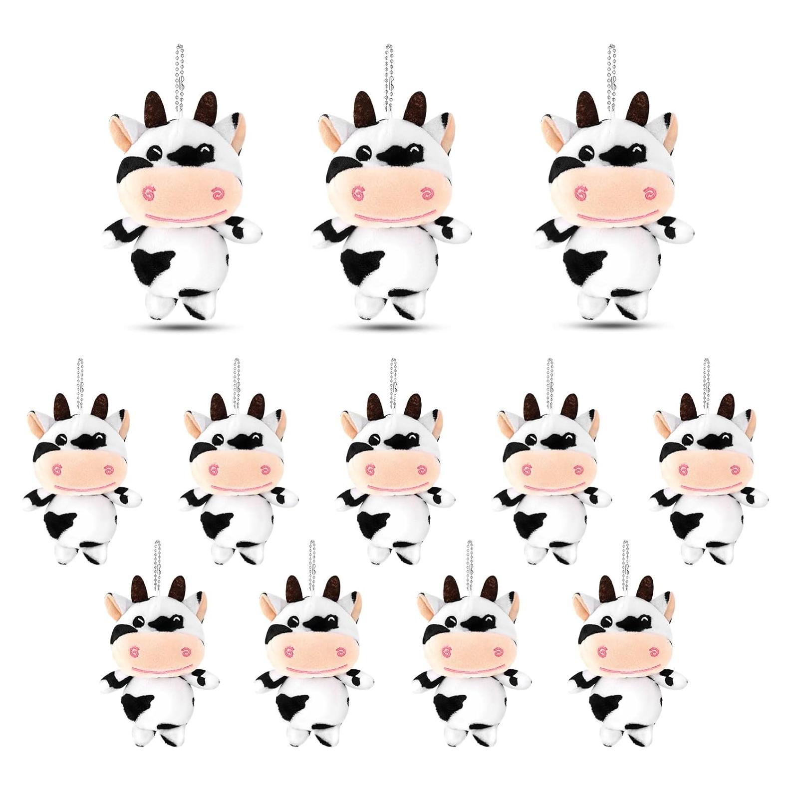 12 Llaveros de Vaca de Peluche Hungdao 11.5 cm Kawaii