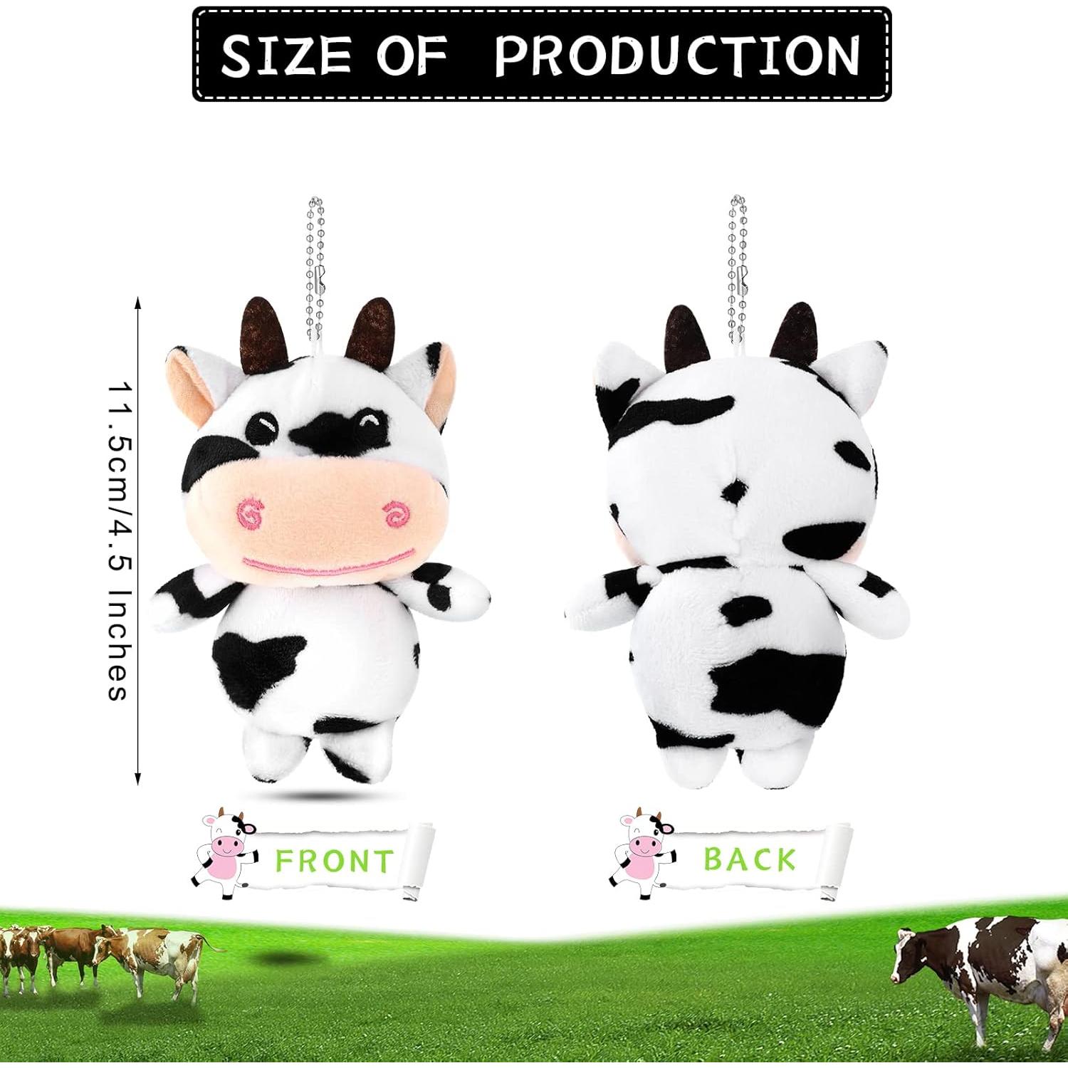 12 Llaveros de Vaca de Peluche Hungdao 11.5 cm Kawaii
