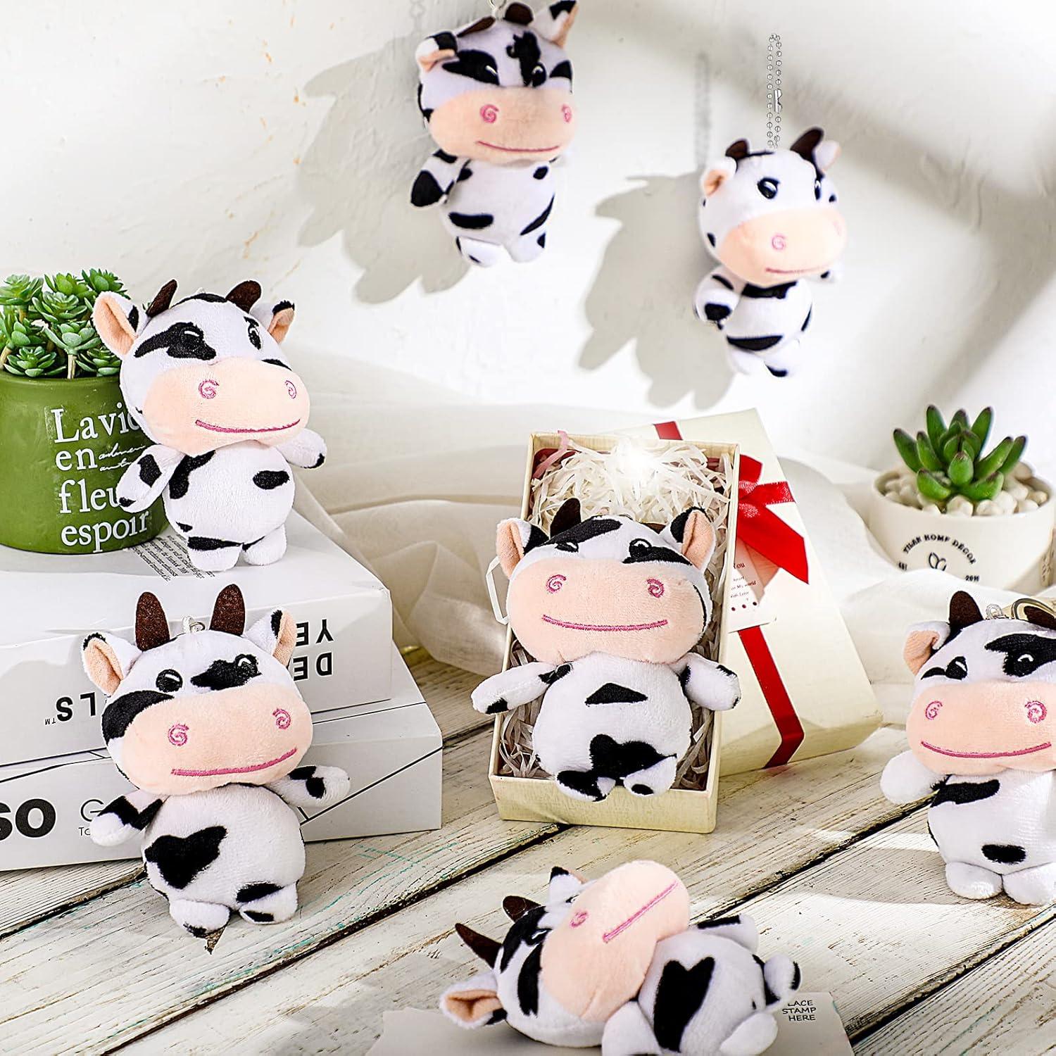 12 Llaveros de Vaca de Peluche Hungdao 11.5 cm Kawaii