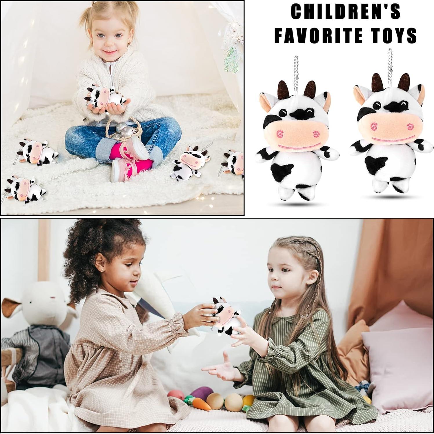 12 Llaveros de Vaca de Peluche Hungdao 11.5 cm Kawaii