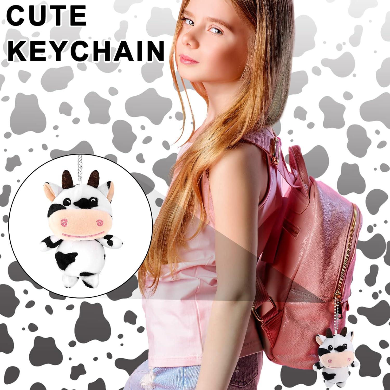 12 Llaveros de Vaca de Peluche Hungdao 11.5 cm Kawaii