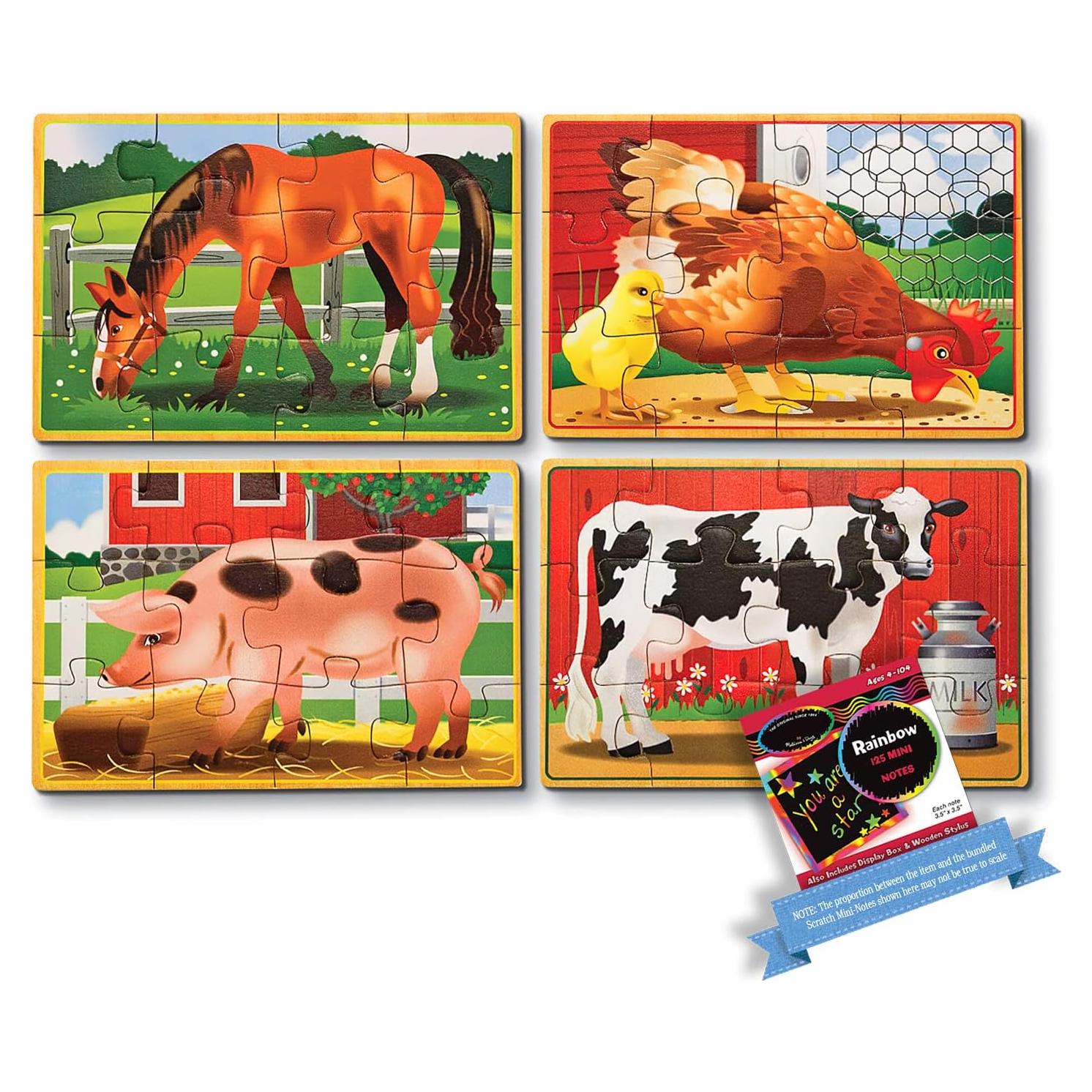 Rompecabezas de Granja Melissa & Doug - 4 Piezas de 12 en Caja