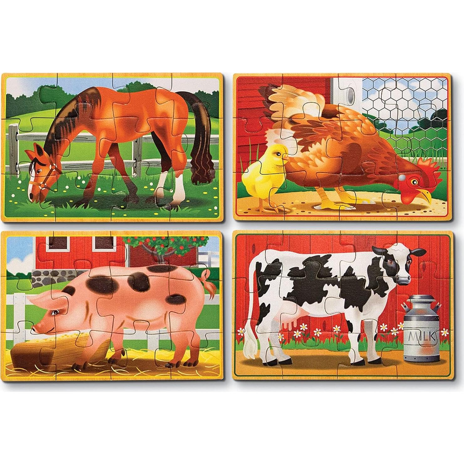 Rompecabezas de Granja Melissa & Doug - 4 Piezas de 12 en Caja