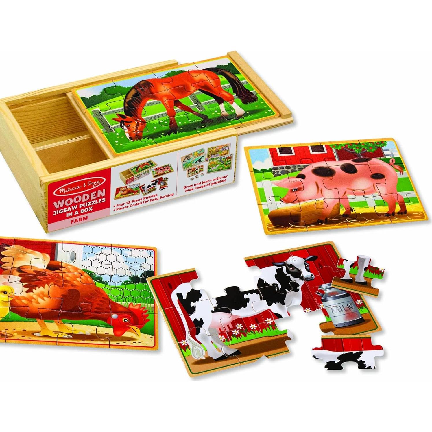 Rompecabezas de Granja Melissa & Doug - 4 Piezas de 12 en Caja