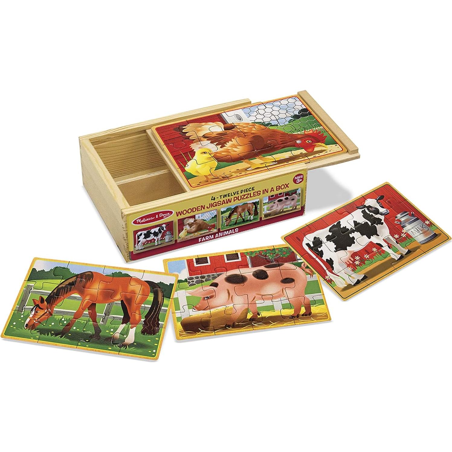 Rompecabezas de Granja Melissa & Doug - 4 Piezas de 12 en Caja