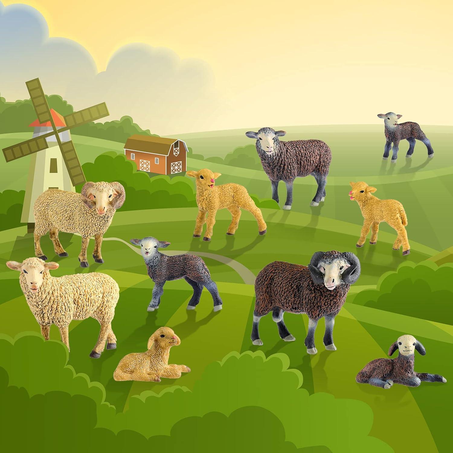 Conjunto de 10 Figuras de Oveja Merina Skylety - Juguetes Educativos