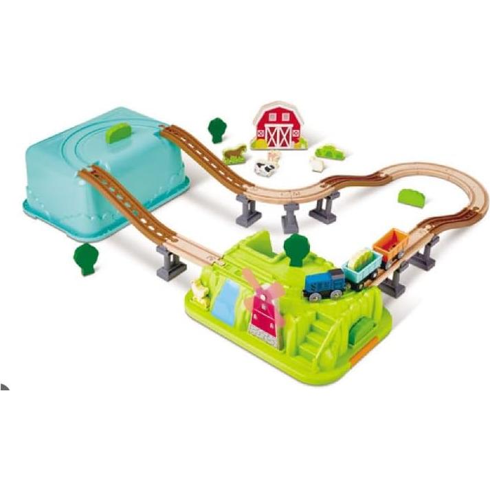 Set de Cubo de Tren de Granja Hape con Animales y Accesorios