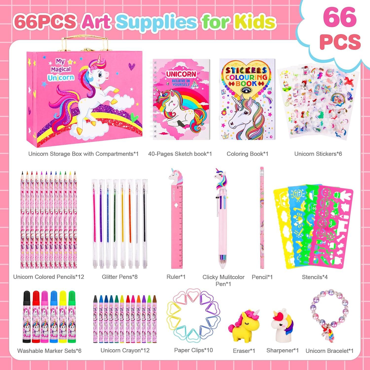 Kit de Dibujo Unicornio Homicozy 66 Piezas para Niñas 4-12 Años