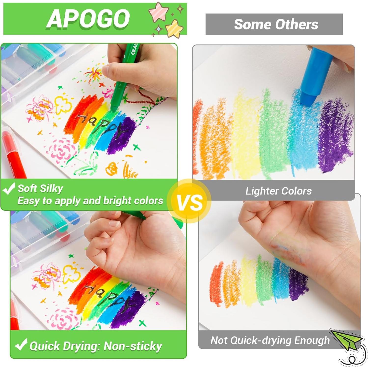 Crayones Jumbo APOGO 24 Colores No Tóxicos Lavables