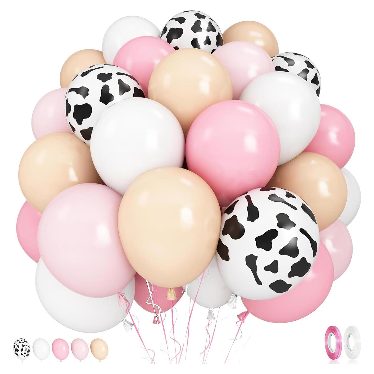 Globos de látex estampado de vaca rosa pastel - 50 piezas