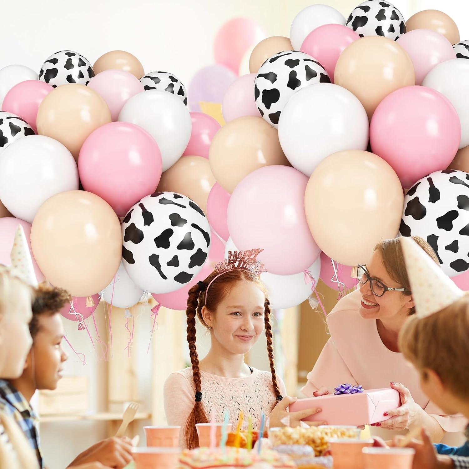 Globos de látex estampado de vaca rosa pastel - 50 piezas