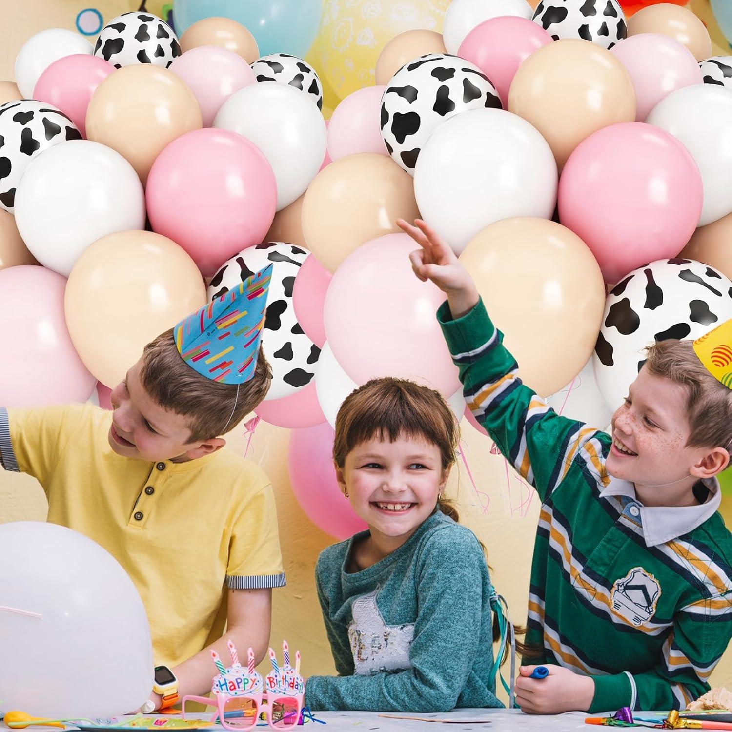 Globos de látex estampado de vaca rosa pastel - 50 piezas