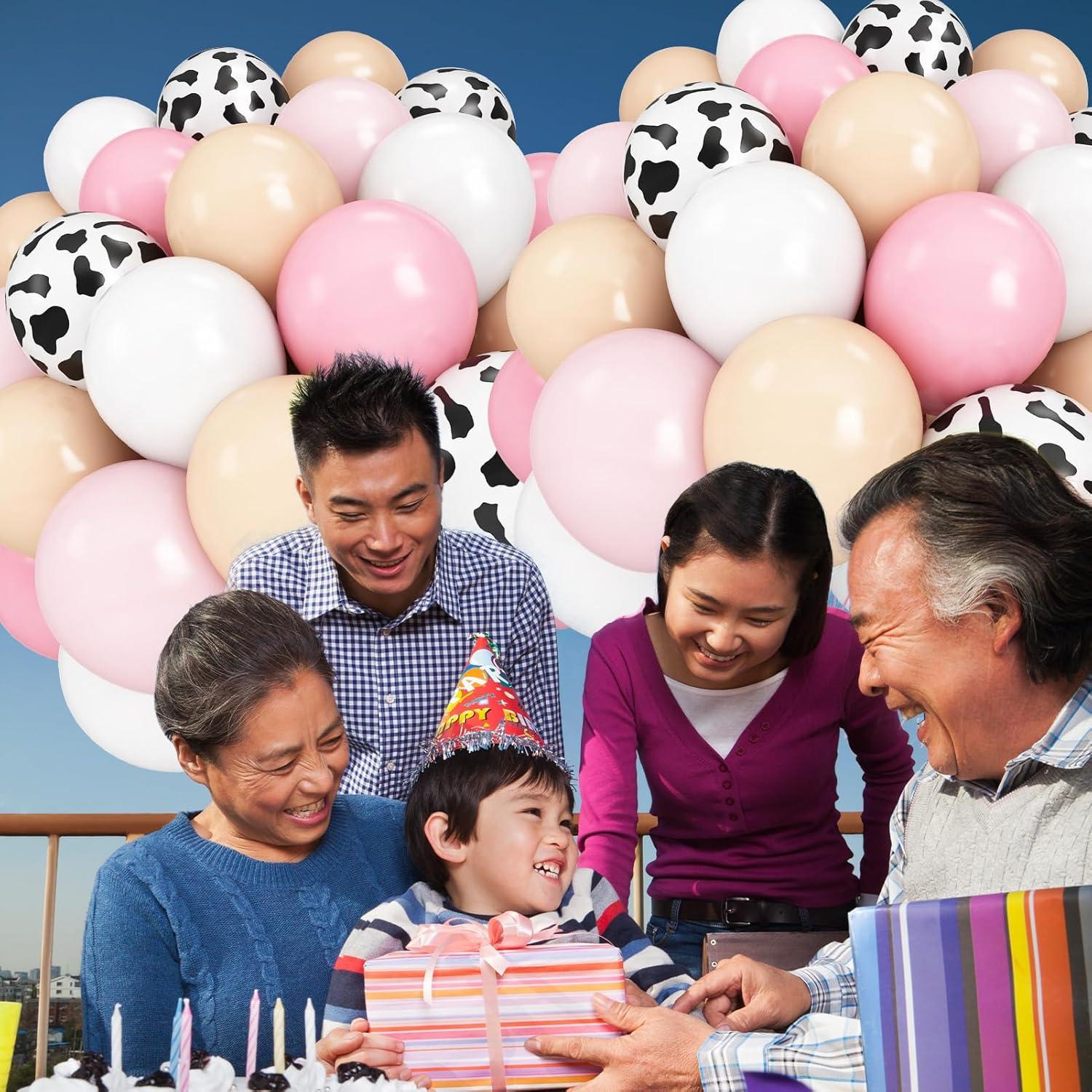 Globos de látex estampado de vaca rosa pastel - 50 piezas