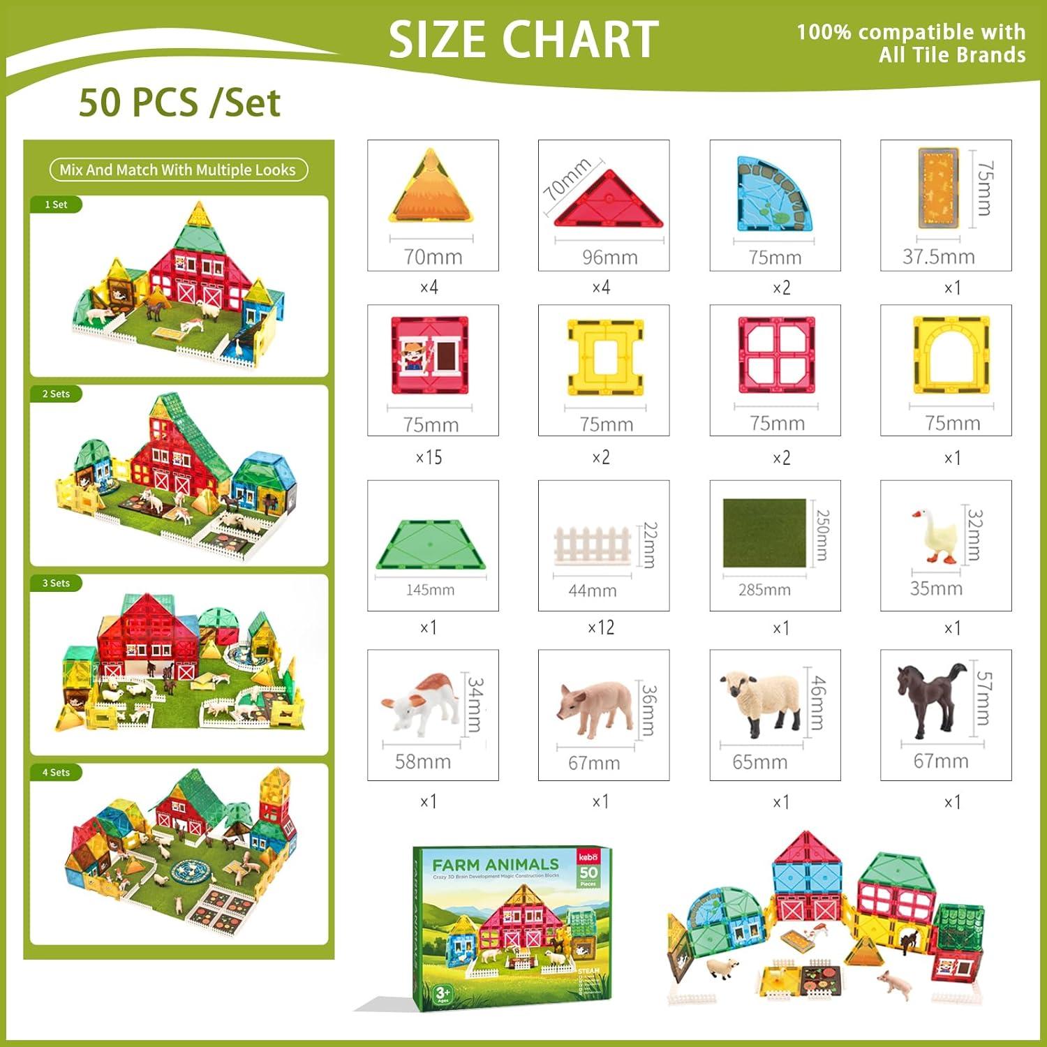 Bloques Magnéticos de Animales YZHDUXIU 50 Piezas 1.44 kg