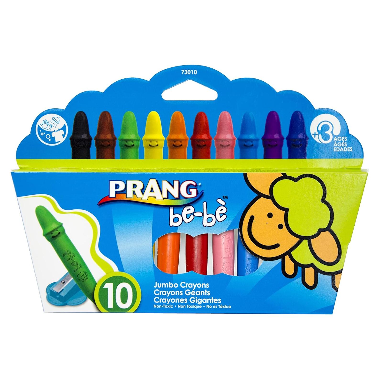 Crayones Jumbo Prang para Niños, Lavables, 10 Colores, Sacapuntas
