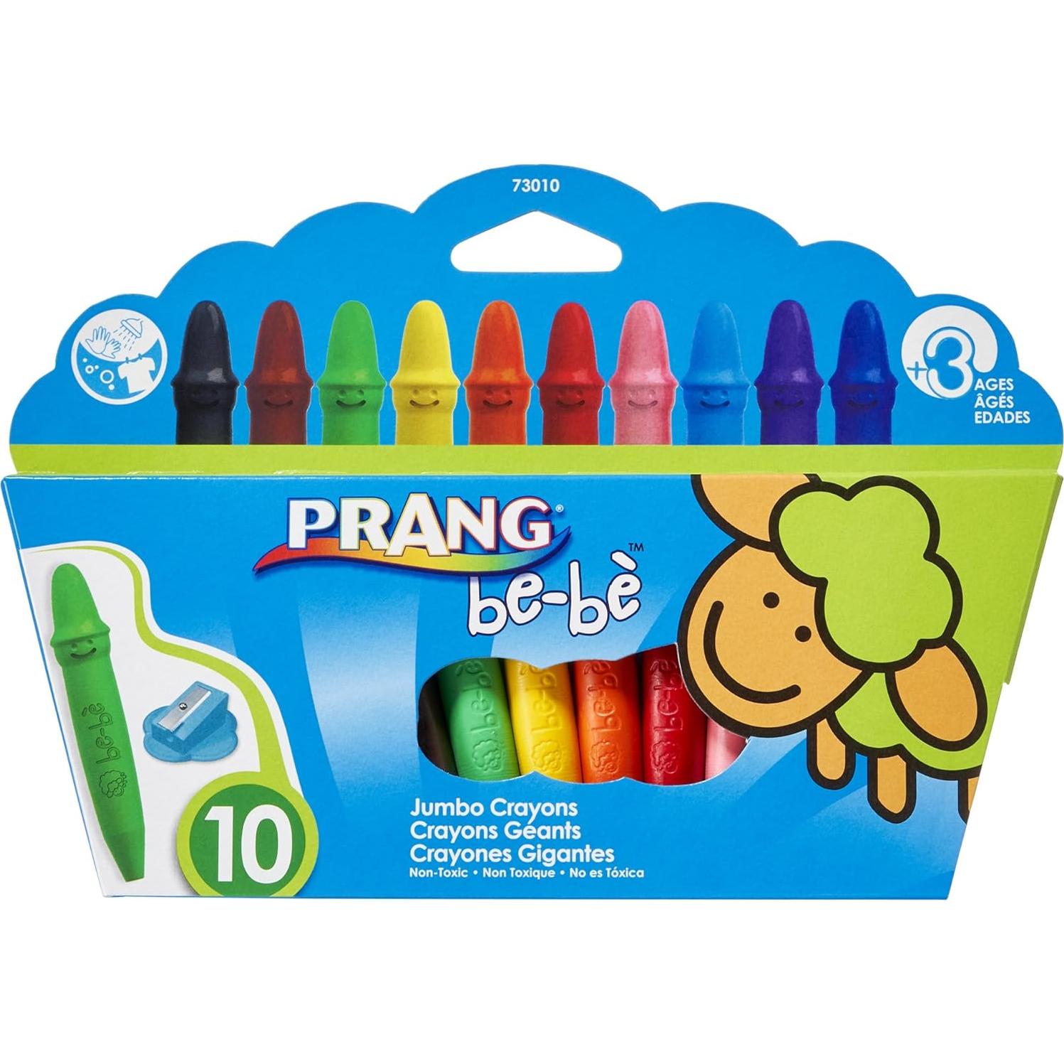 Crayones Jumbo Prang para Niños, Lavables, 10 Colores, Sacapuntas