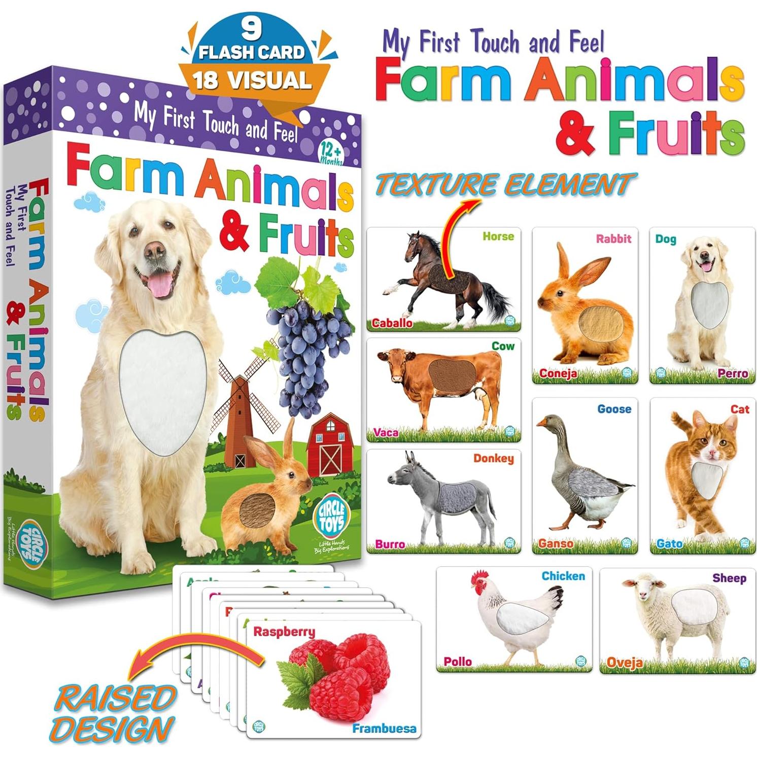 Tarjetas de Flash Tocar y Sentir UGOS - Animales y Frutas