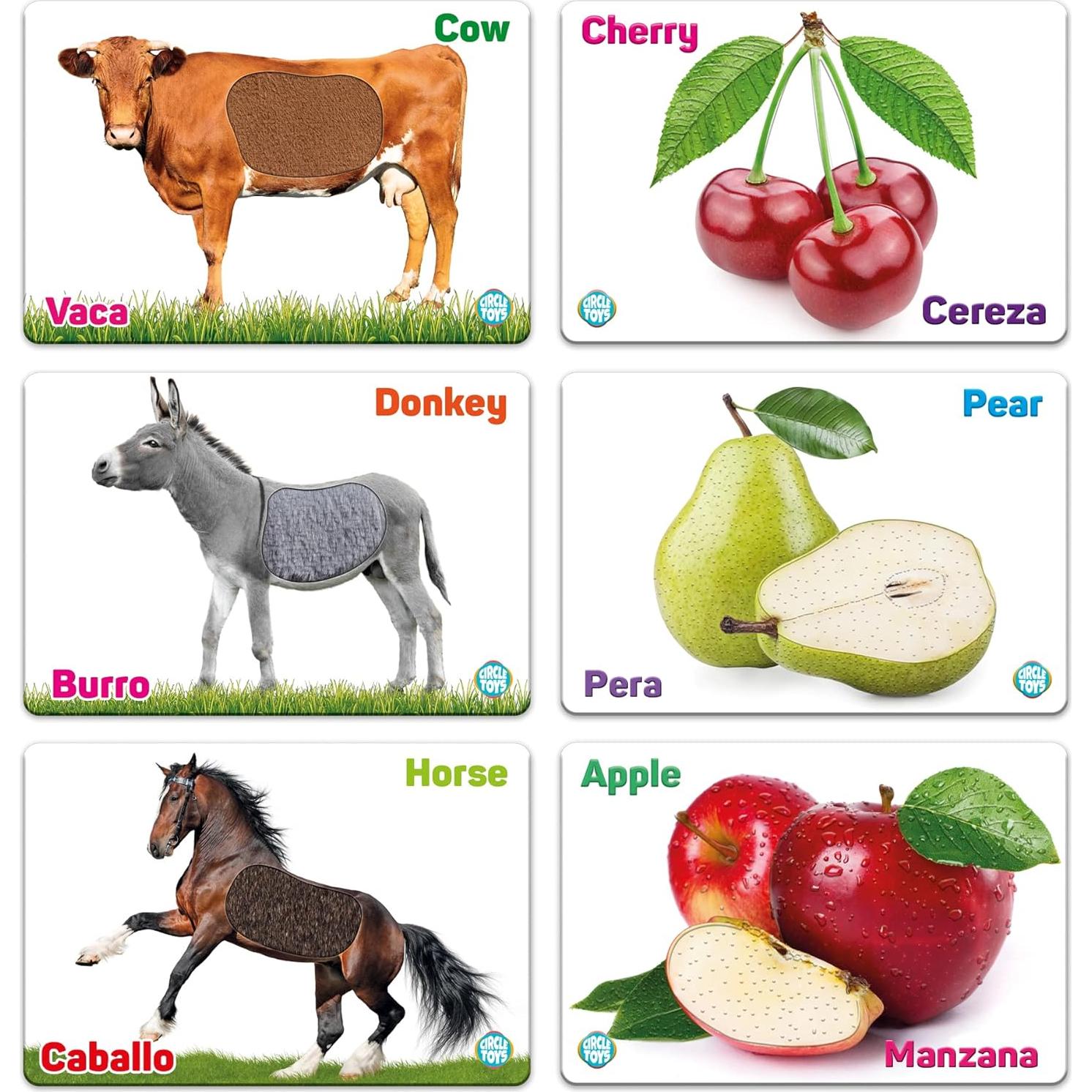 Tarjetas de Flash Tocar y Sentir UGOS - Animales y Frutas
