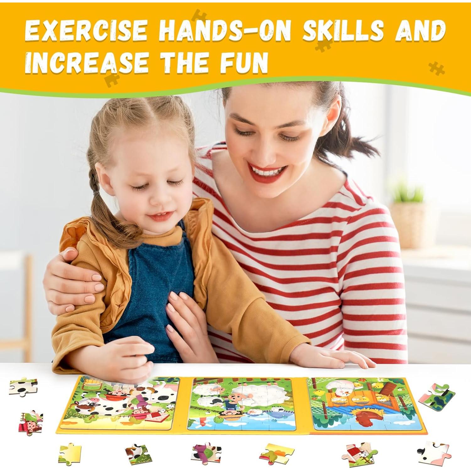 Rompecabezas Magnéticos EREBADI Granja 3 en 1 para Niños